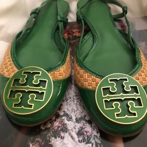 Tory Burch Green Slingback Flats (NEVER WORN!)